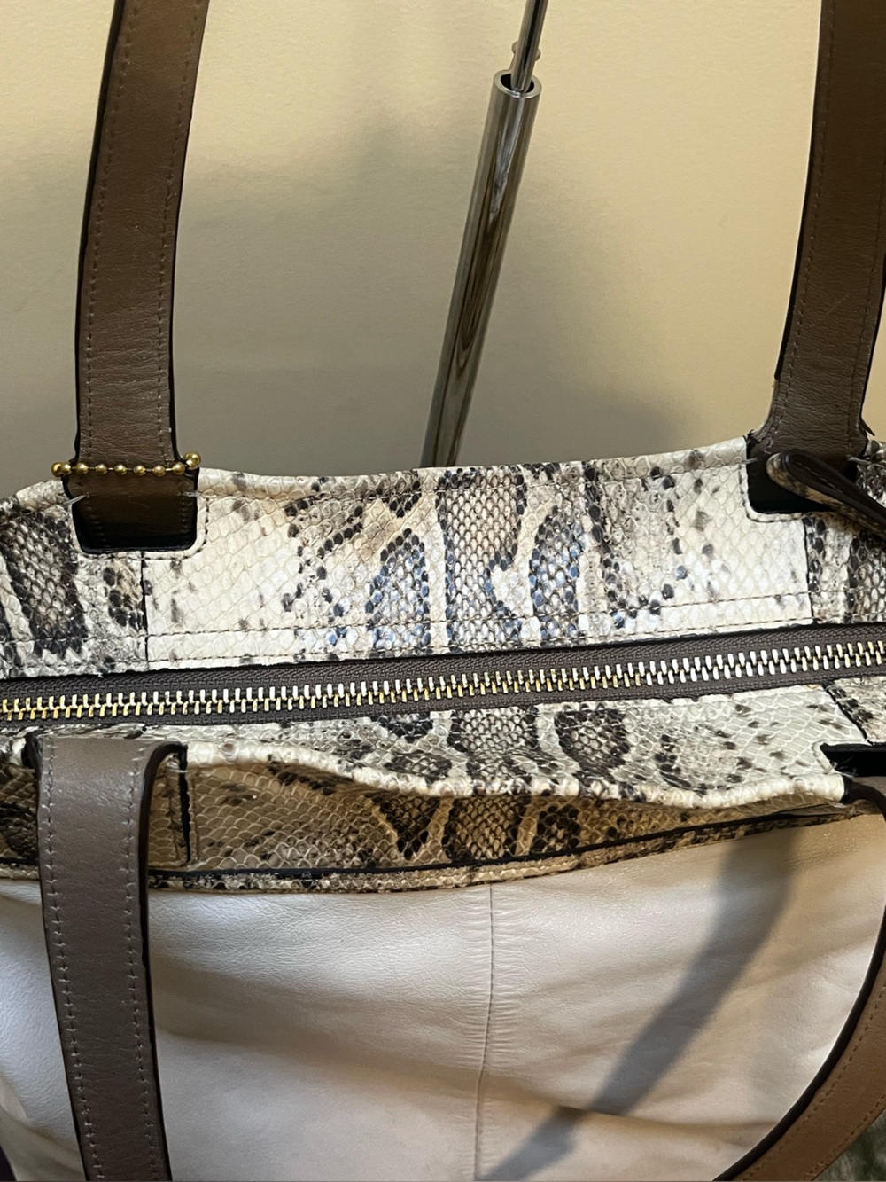 Coach Audrey Python Embossed Op Art Leather Slim Tote - Picture 8 of 12